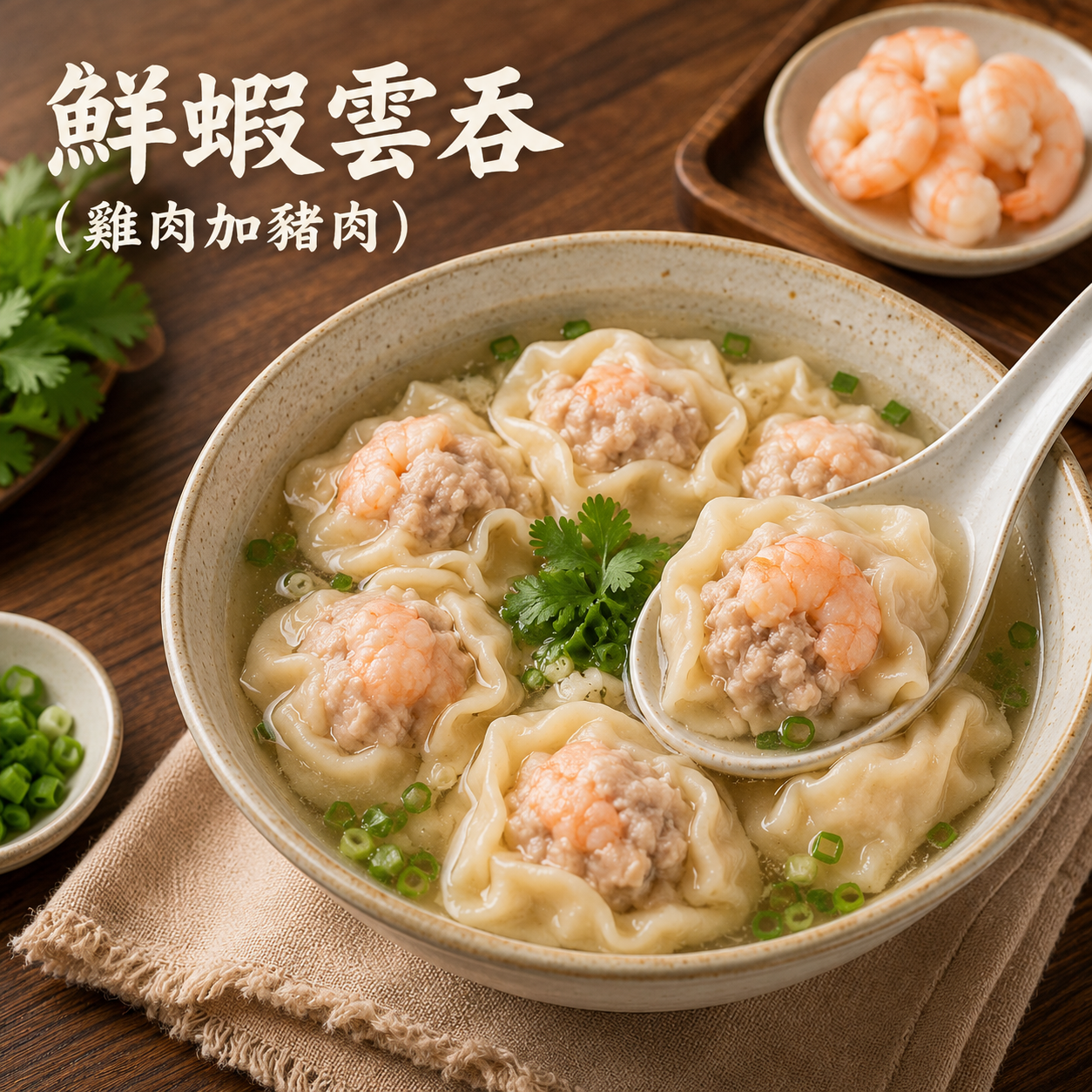 鮮蝦雲吞（雞肉加豬肉）50顆（900g/包）15包/箱