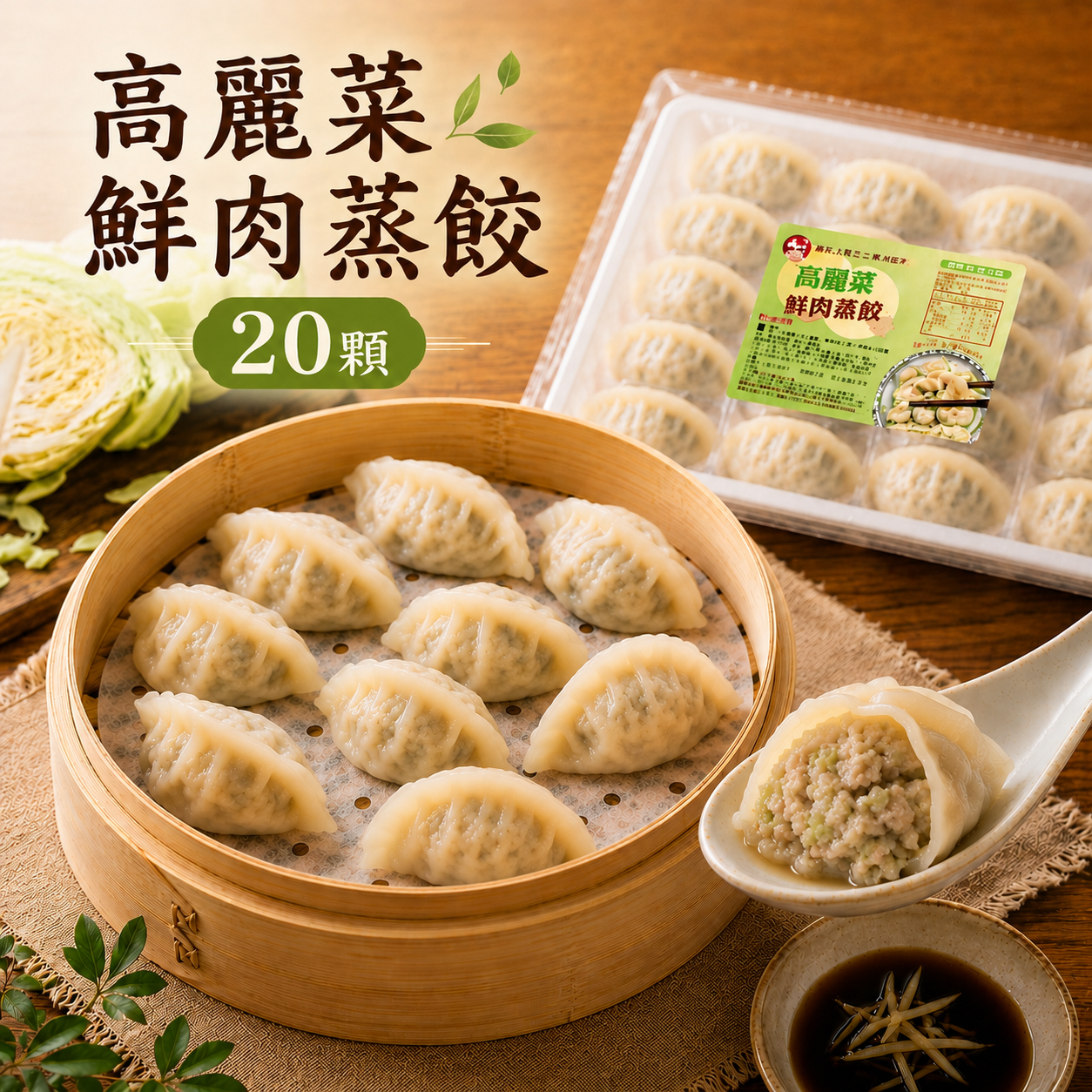 高麗菜鮮肉蒸餃 20顆（400g/盒）28盒/箱