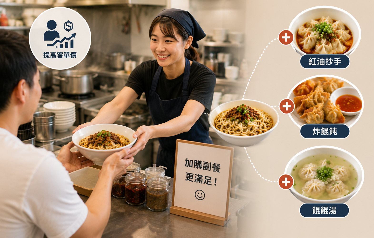 小吃店想提高客單價？人手不足也能多賣一份副餐！