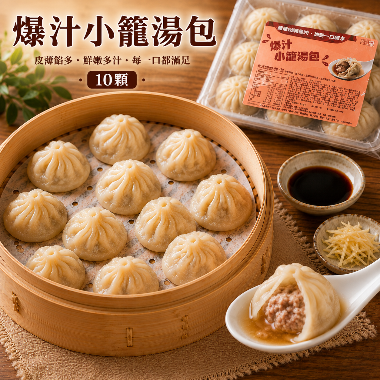 爆汁小籠湯包 10顆（300g/盒）30盒/箱