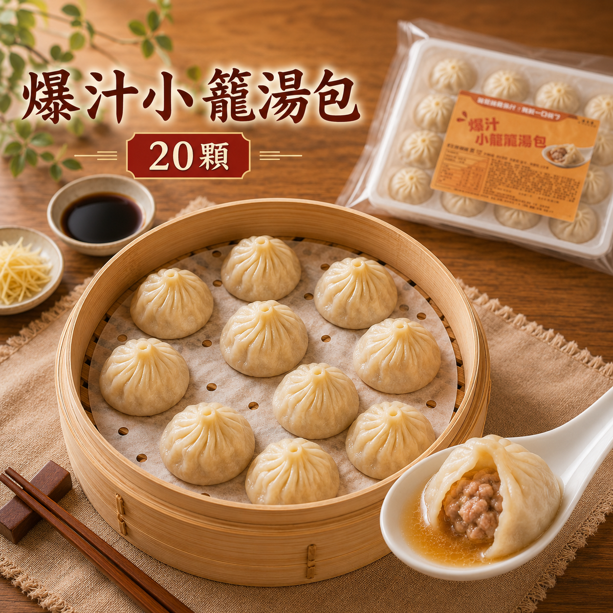 爆汁小籠湯包20顆（600g/盒）32盒/箱