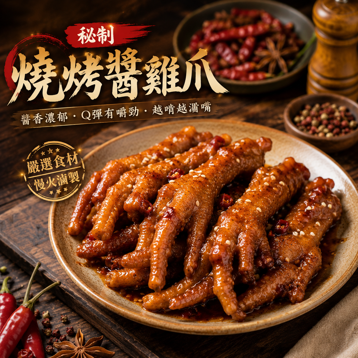秘制燒烤醬雞爪500g/包 36包/箱